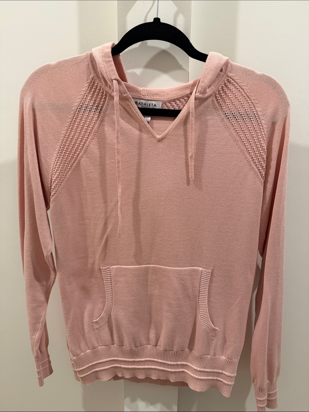 Athleta Blush Pink Knit Hooded Pullover